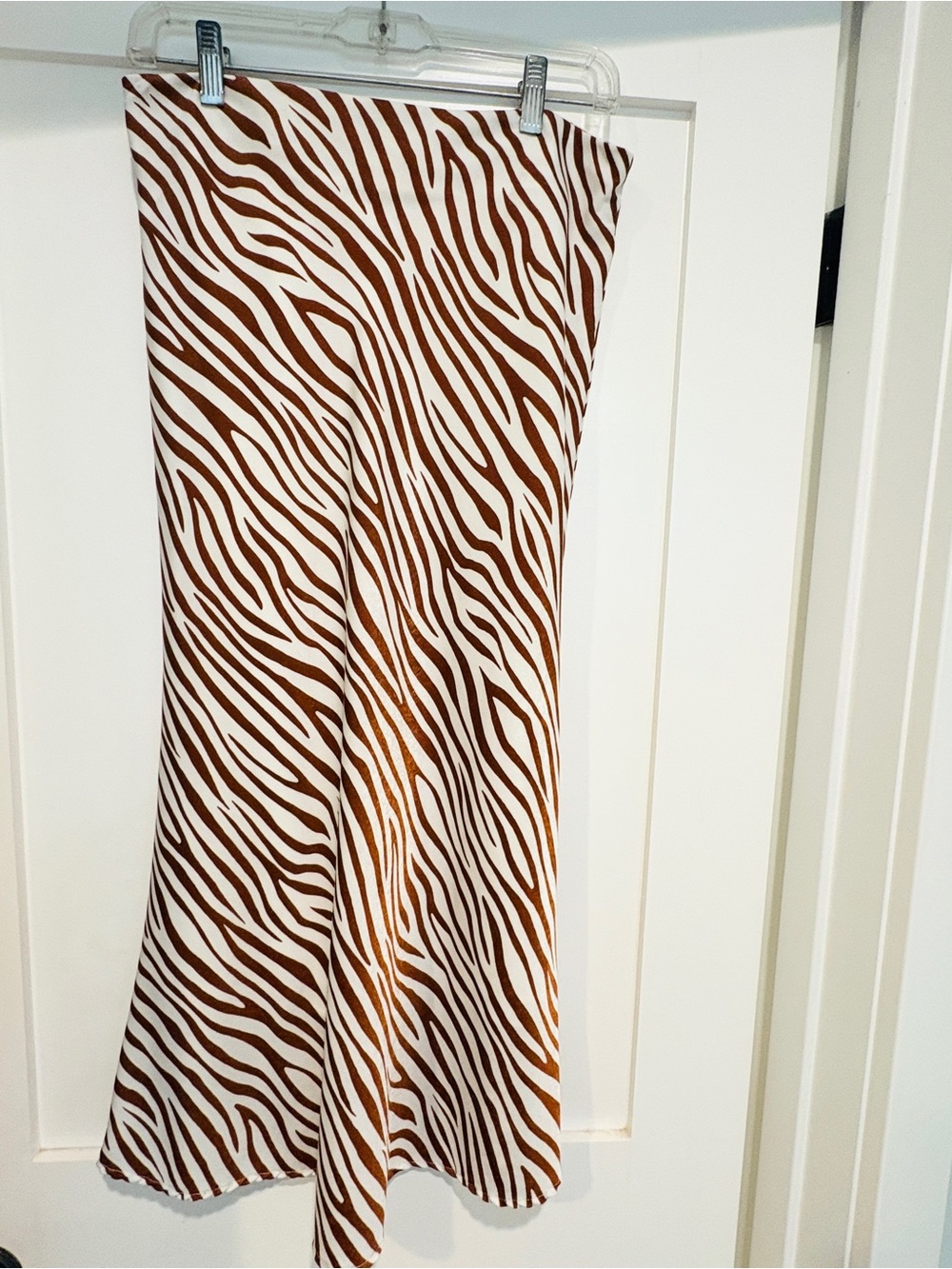 Women’s Brown Zebra Print Midi Skirt